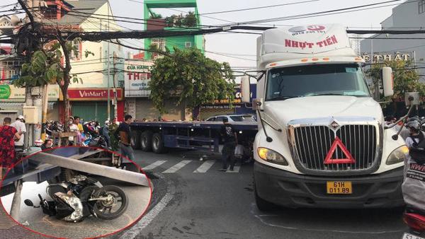 Nữ sinh viên điều khiển xe máy bị cuốn vào gầm xe container đầu kéo, may mắn chỉ bị thương ở chân