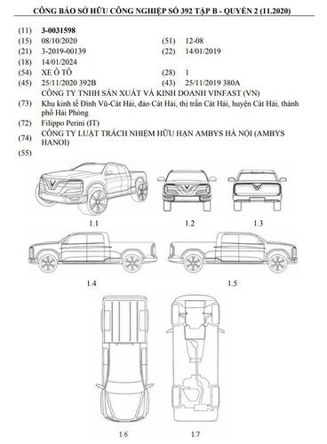 VinFast đăng ký thiết kế xe bán tải độc quyền, đang lên kế hoạch sản xuất trong tương lai gần