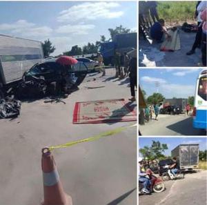 Ô tô con va chạm với xe tải, 5 người trong một gia đình thiệt mang, thương vong