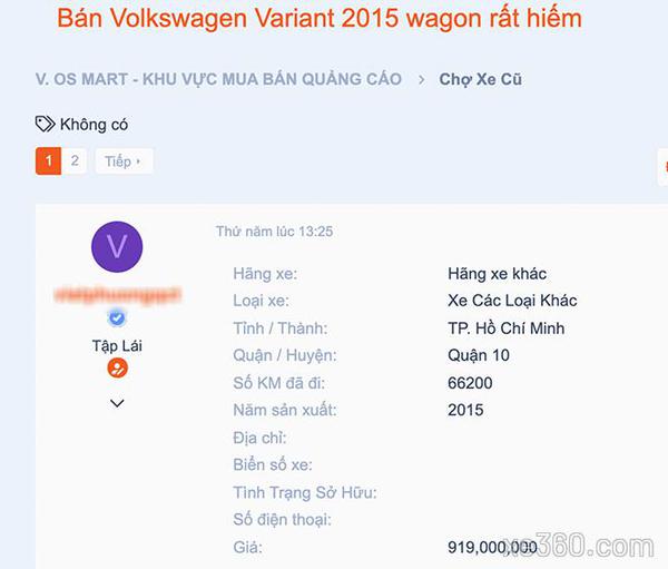 Volkwagen Passat Variant 2015 độc đáo rao bán với giá hơn 900 triệu đồng