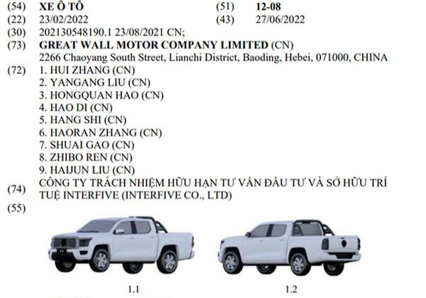 Great Wall Motor đăng ký bản quyền mẫu bán tải mới tại Việt Nam, cạnh tranh cùng Ford Ranger